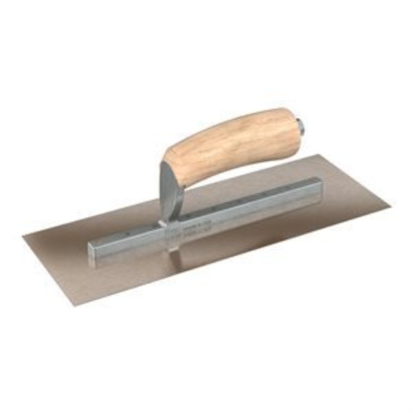 Bon Tool Golden Stainless Steel Finishing Trowel - Square End - 11-1/2" x 4-1/2" with Camel Wood Back Handle 66-118